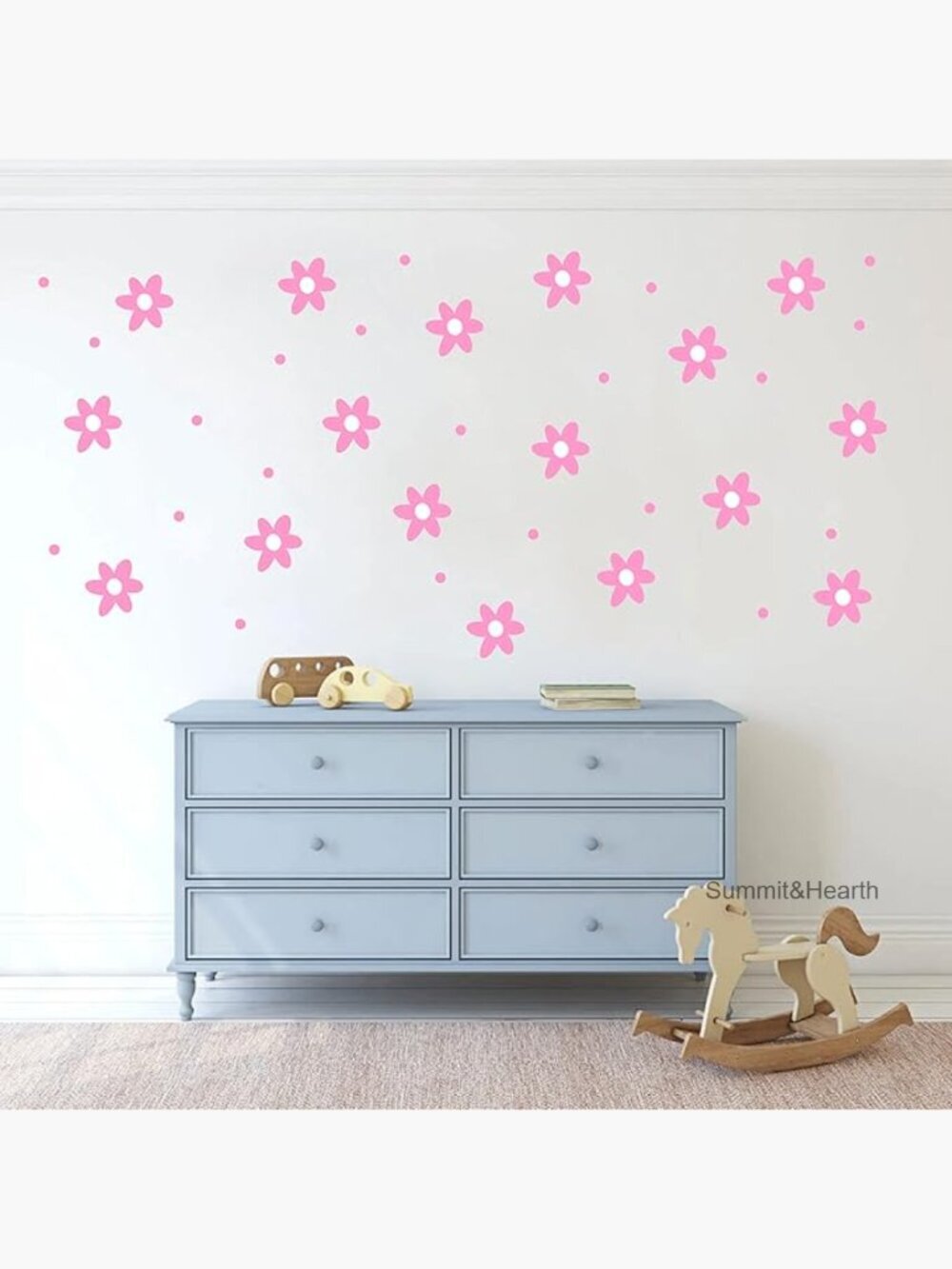 120-Piece Daisy Flower Wall Decal Set, Vinyl Nursery Decor, 4" Flowers